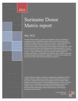 Suriname Donor Matrix Report