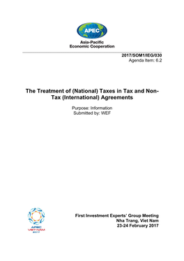 The Treatment of (National) Taxes in Tax and Non- Tax (International) Agreements