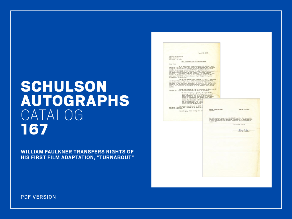 Schulson Autographs Catalog 167