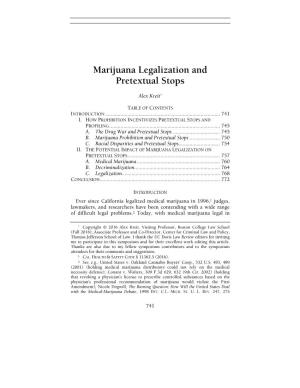 Marijuana Legalization and Pretextual Stops