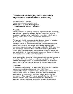 Guidelines for Privileging and Credentialing Physicians in Gastrointestinal Endoscopy