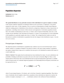 Population Dispersion