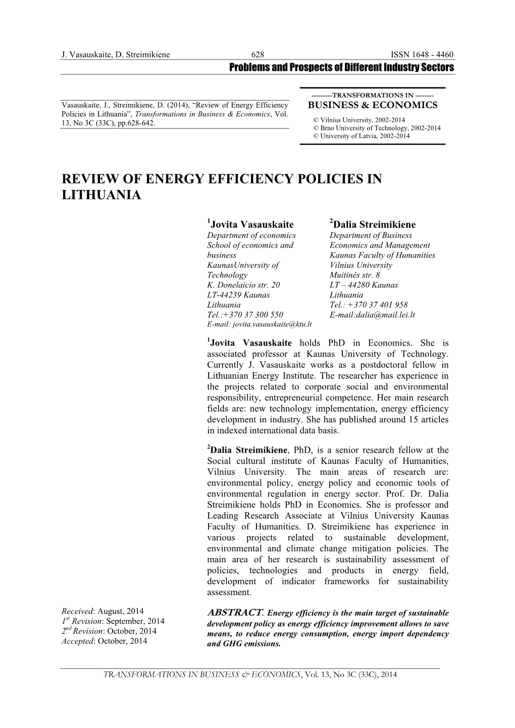 Review of Energy Efficiency Policies in Lithuania
