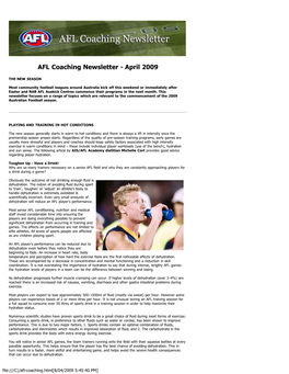 AFL Coaching Newsletter - April 2009
