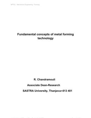 Fundamental Concepts of Metal Forming Technology