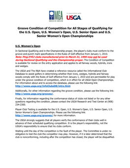 Groove Condition of Competition for All Stages of Qualifying for the U.S. Open, U.S