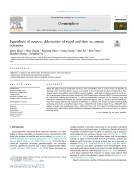 Byproducts of Aqueous Chlorination of Equol and Their Estrogenic Potencies