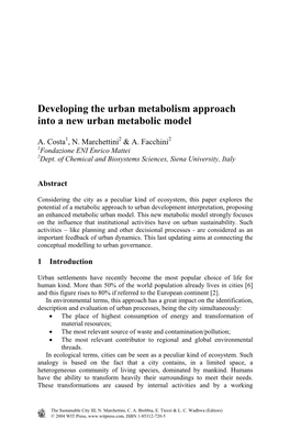 Developing the Urban Metabolism Approach Into a New Urban Metabolic Model