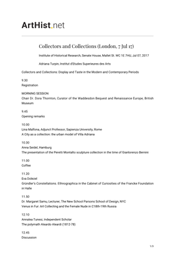 Collectors and Collections (London, 7 Jul 17)