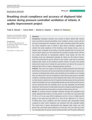 Breathing Circuit Compliance and Accuracy of Displayed Tidal Volume During Pressure-Controlled Ventilation of Infants: a Quality Improvement Project