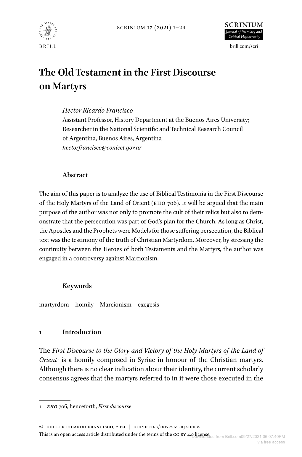 The Old Testament in the First Discourse on Martyrs