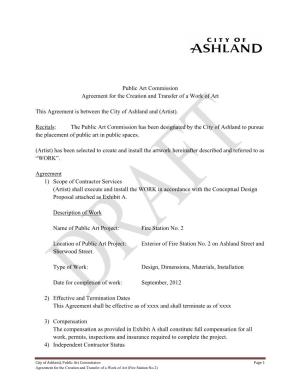 Public Art Commission Agreement for the Creation and Transfer of a Work of Art