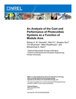 An Analysis of Cost and Performance of Photovoltaic Systems As a Function of Module Area