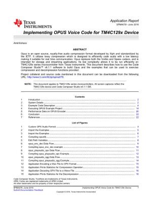 Implementing OPUS Voice Code for Tm4c129x Device