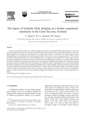 The Impact of Hydraulic Blade Dredging on a Benthic Megafaunal Community in the Clyde Sea Area, Scotland