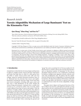 Terrain Adaptability Mechanism of Large Ruminants' Feet on The