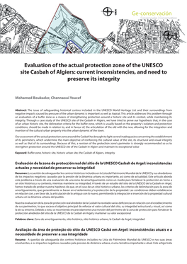 Evaluation of the Actual Protection Zone of the UNESCO Site Casbah of Algiers: Current Inconsistencies, and Need to Preserve Its Integrity