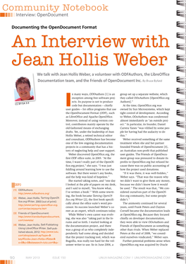 An Interview with Jean Hollis Weber We Talk with Jean Hollis Weber, a Volunteer with Odfauthors, the Libreoffice
