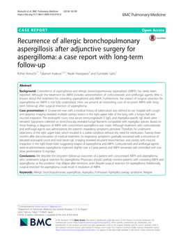 Recurrence of Allergic Bronchopulmonary Aspergillosis