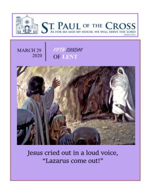 Jesus Cried out in a Loud Voice, “Lazarus Come Out!” Page 2