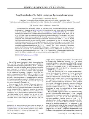 Local Determination of the Hubble Constant and the Deceleration Parameter