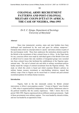Colonial Army Formats in Africa and Post-Colonial Military Coups