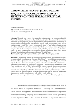 Mani Pulite) Inquiry on Corruption and Its Effects on the Italian Political System