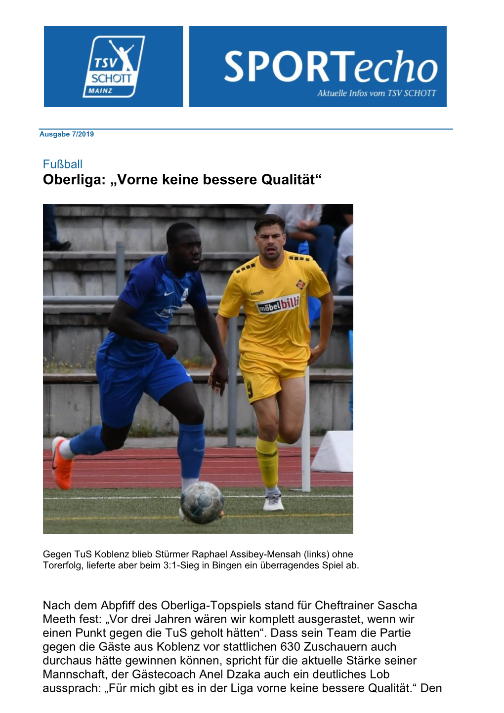 Oberliga: „Vorne Keine Bessere Qualität“