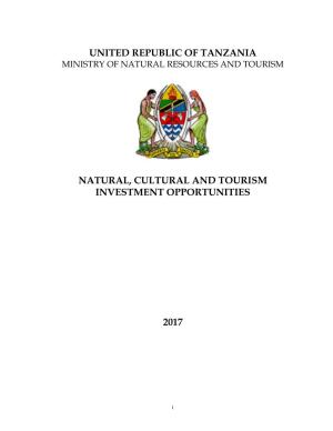 Natural, Cultural and Tourism Investment Opportunities 2017