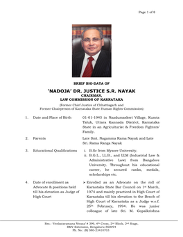 Dr. Justice Sr Nayak