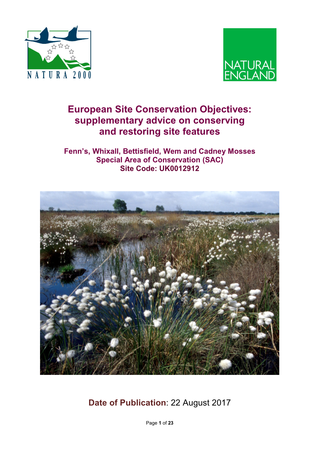 Fenn's, Whixall, Bettisfield, Wem & Cadney Mosses SAC Conservation