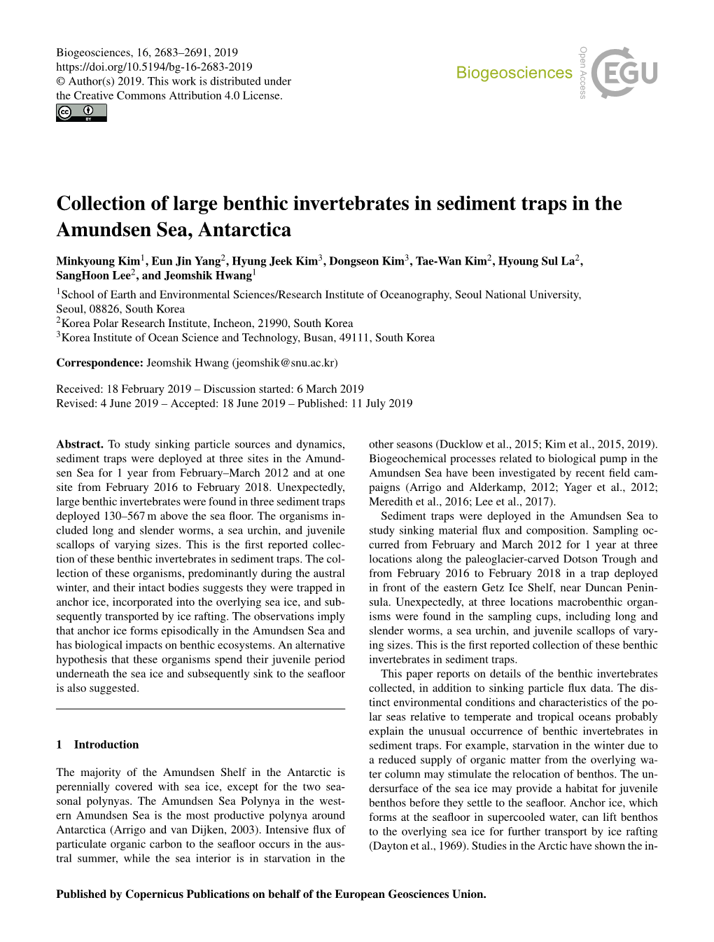 Article Sources and Dynamics, Other Seasons (Ducklow Et Al., 2015; Kim Et Al., 2015, 2019)