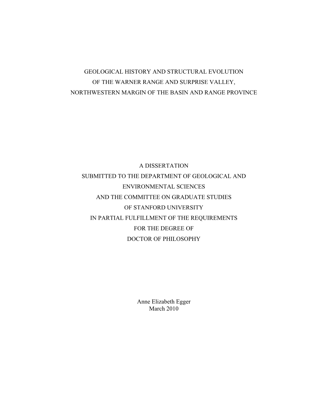 Geology and Structural Evolution of the Warner Range