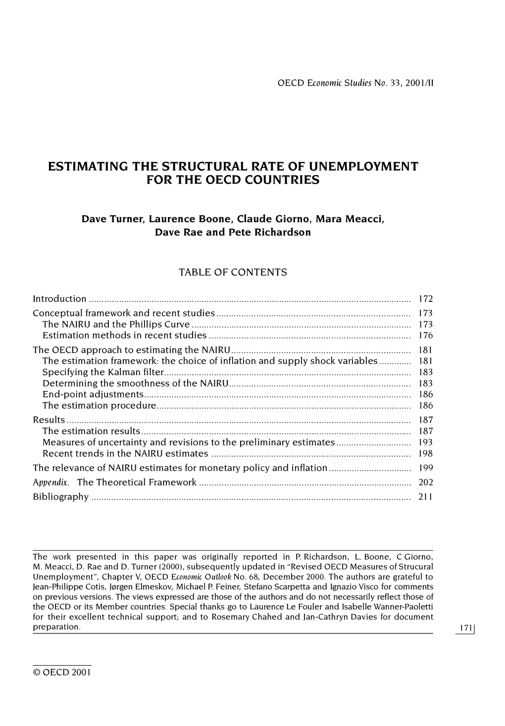 Estimating the Structural Rate of Unemployment for the Oecd Countries