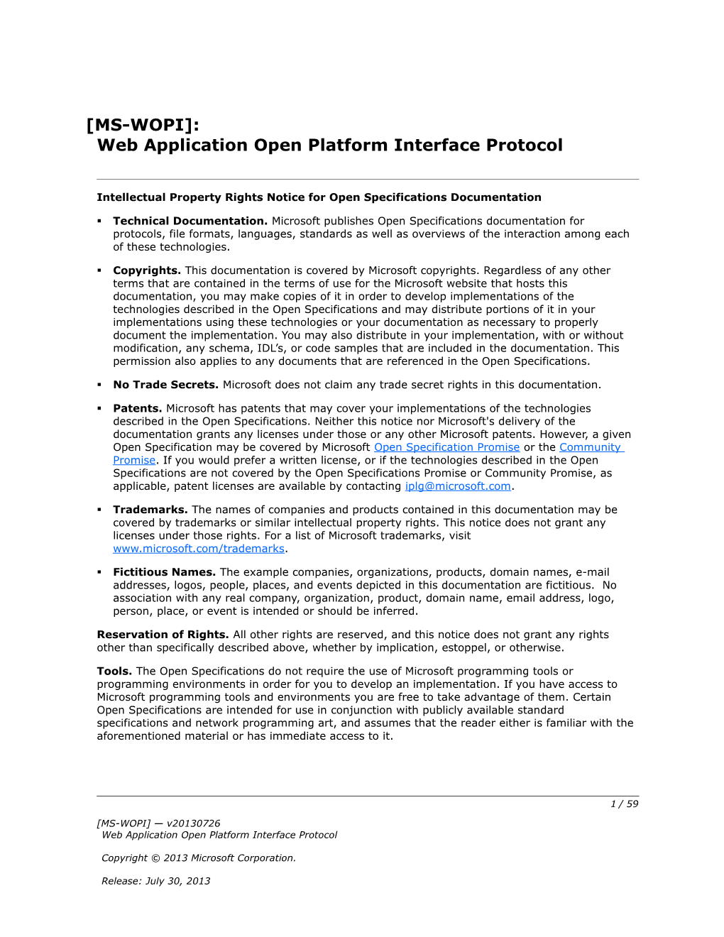 Intellectual Property Rights Notice for Open Specifications Documentation s63