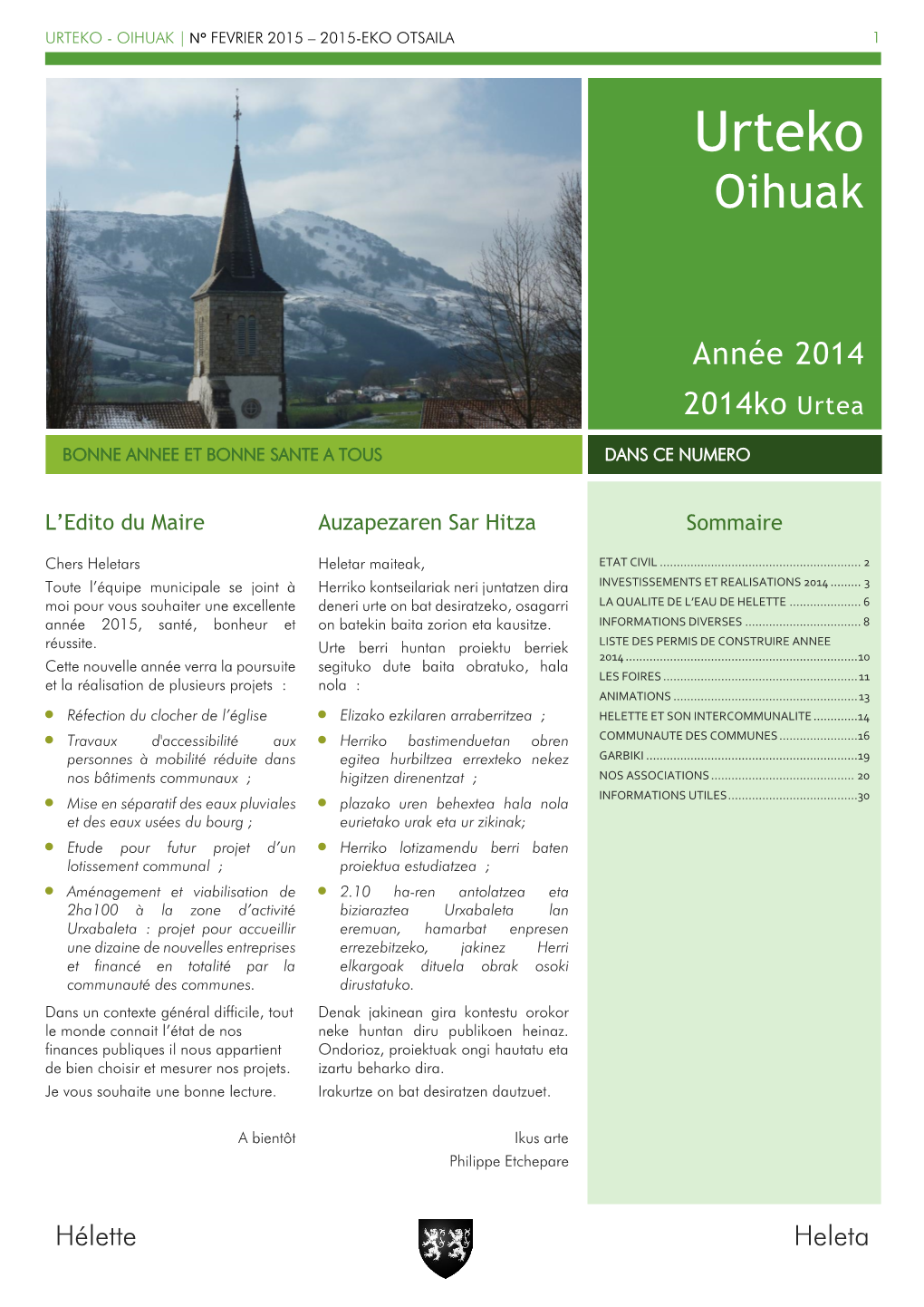 Urteko - Oihuak | N° Fevrier 2015 – 2015-Eko Otsaila 1