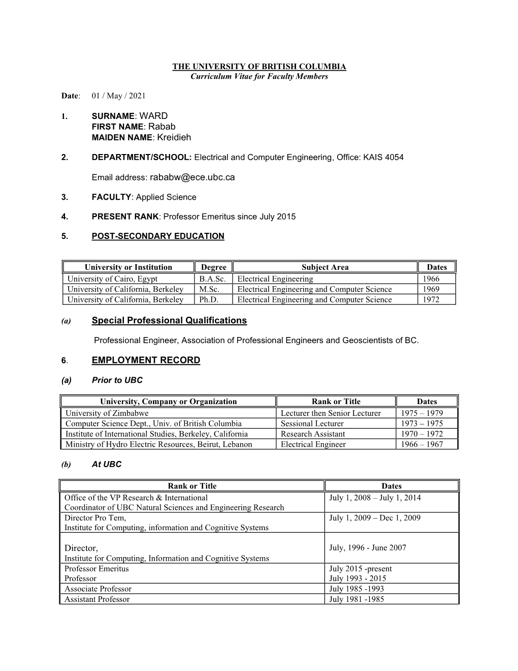 CV Master Form