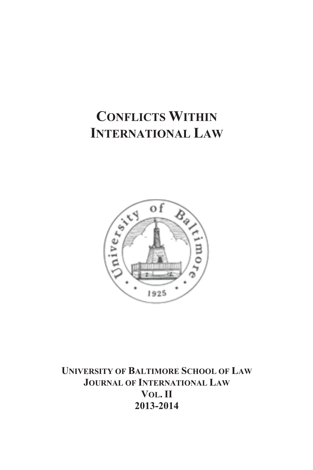 University of Baltimore School of Law Journal of International Law Vol