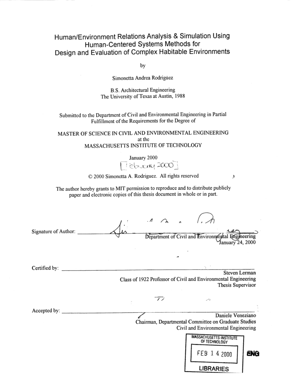 Human/Environment Relations Analysis & Simulation Using