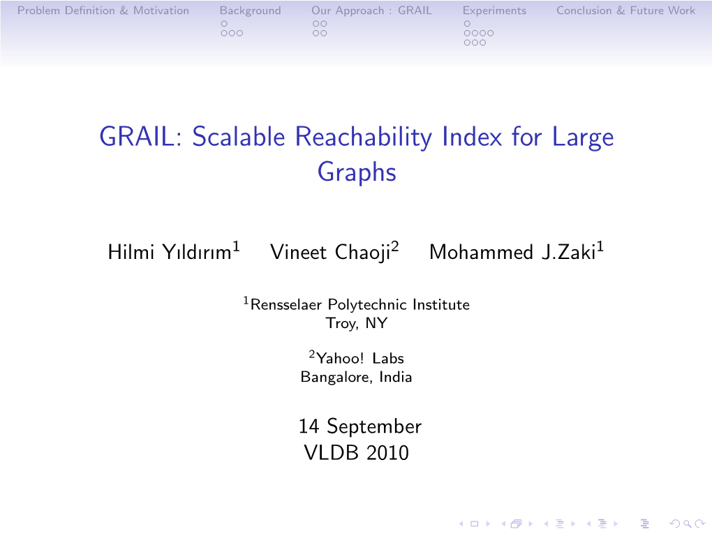 GRAIL: Scalable Reachability Index for Large Graphs