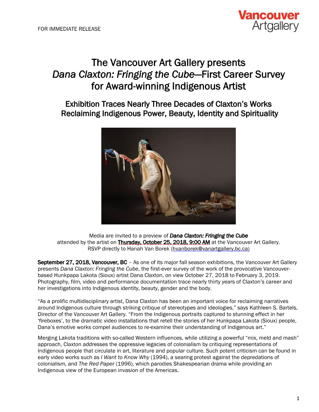 The Vancouver Art Gallery Presents Dana Claxton: Fringing the Cube—First Career Survey for Award-Winning Indigenous Artist