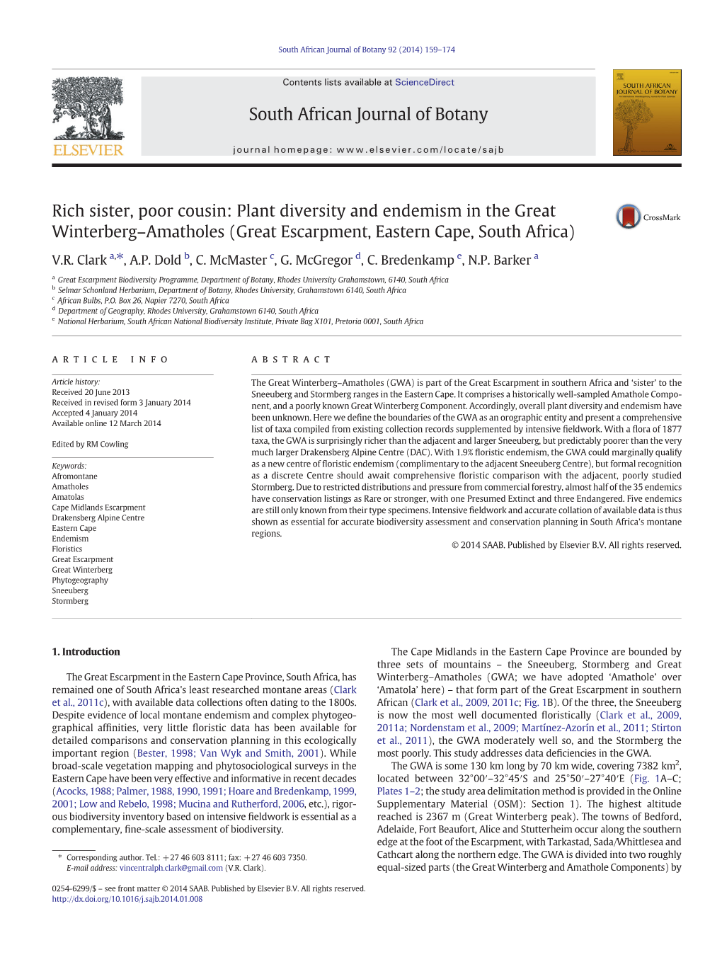 Rich Sister, Poor Cousin: Plant Diversity and Endemism in the Great Winterberg–Amatholes (Great Escarpment, Eastern Cape, South Africa)