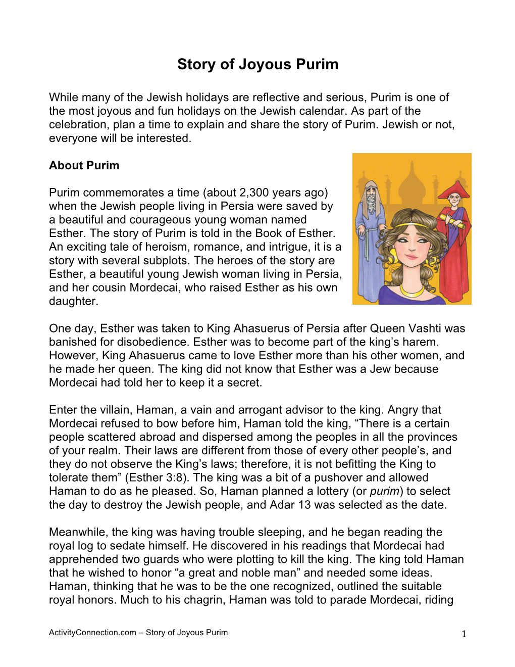 Story of Joyous Purim