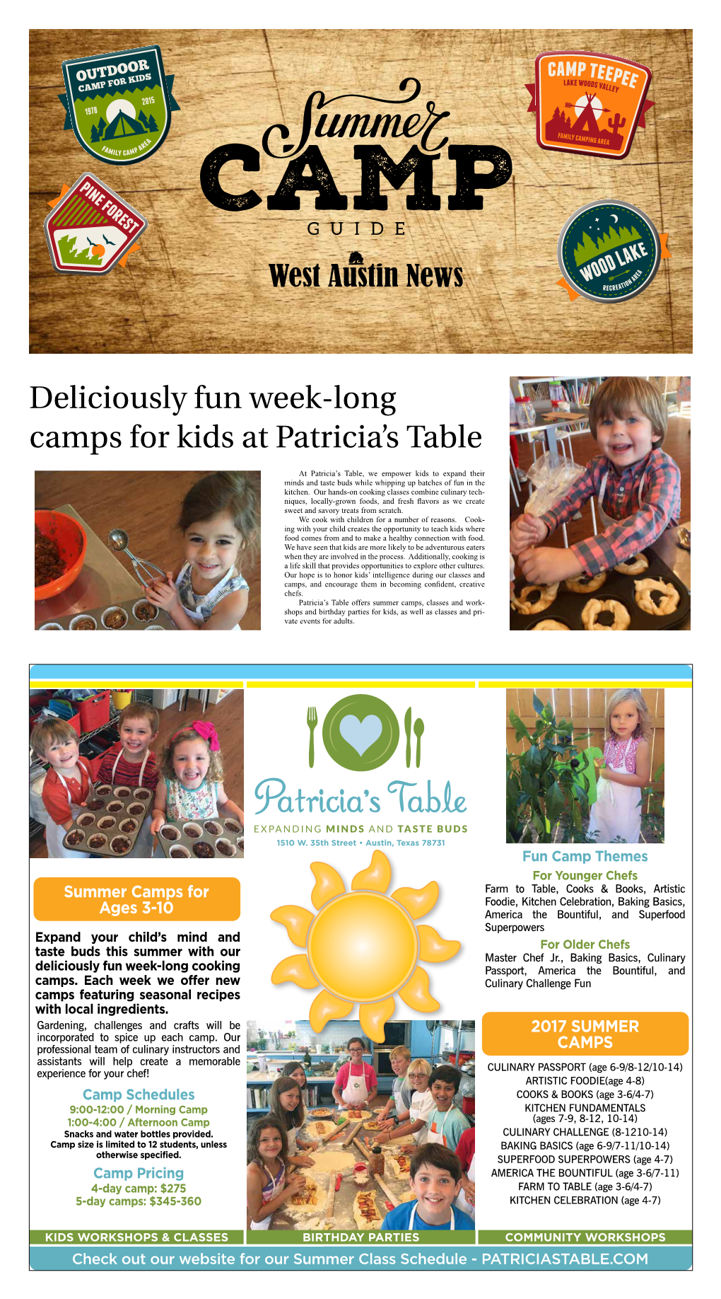 Deliciously Fun Week-Long Camps for Kids at Patricia's Table