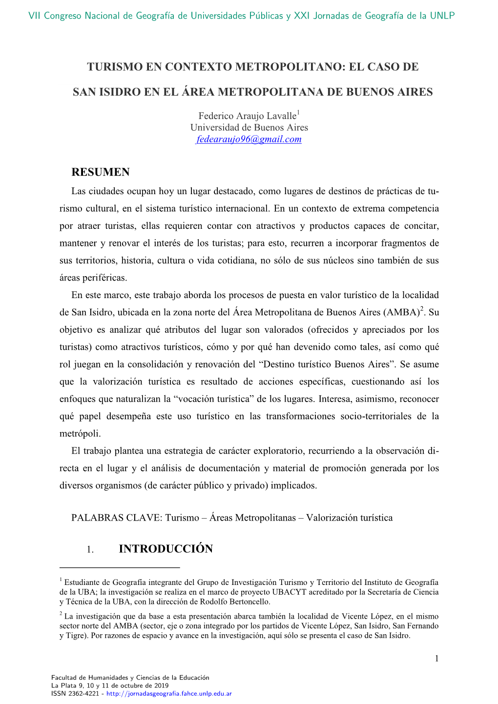 El Caso De San Isidro En El Área Metropolitana De Buenos Aires