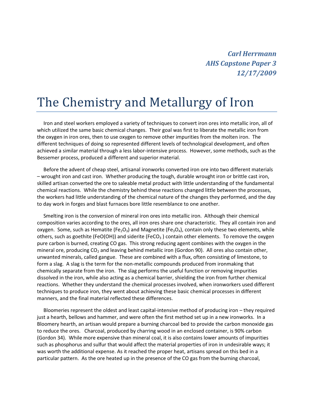 The Chemistry and Metallurgy of Iron