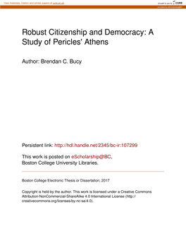 Robust Citizenship and Democracy: a Study of Pericles' Athens