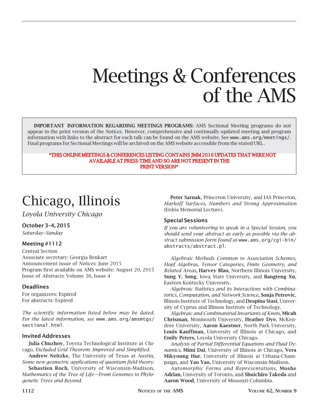 Meetings and Conferences of The