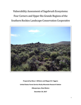 Vulnerability Assessment of Sagebrush Ecosystems: Four Corners and Upper Rio Grande Regions of The