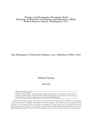 The Emergence of Forward Guidance As a Monetary Policy Tool